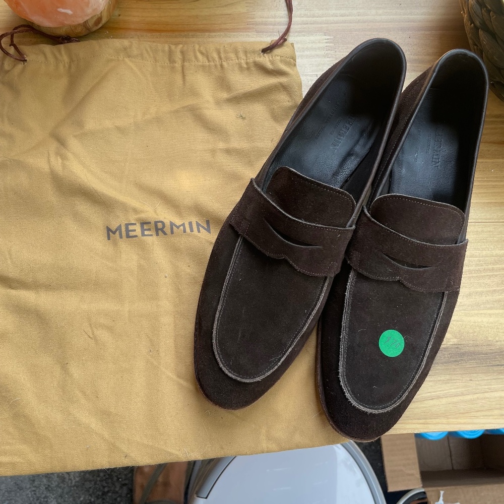 Meermin Mallorca brown suede loafers size 8.5